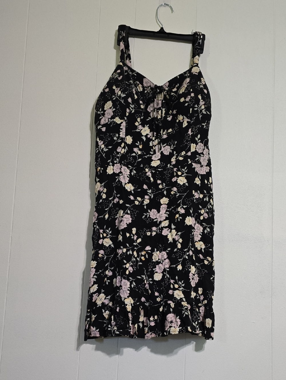 Wallflower Black Floral Mini Dress with Pink & Cream Blooms